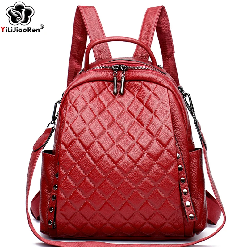 Luxury Bags With Zipper - حقيبة ظهر نسائية من الجلد الطبيعي