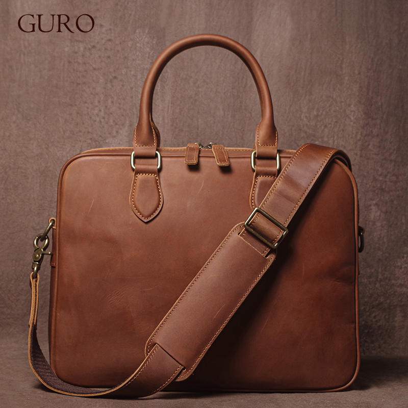 Luxury Bags Vintage - GURO الرجال مجنون الحصان جلد البقر