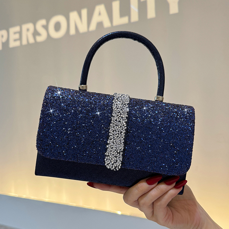 Luxury Bags Blue - حقيبة سهرة لامعة فاخرة، حقيبة يد