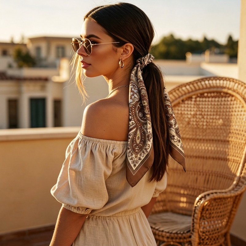 وشاح ساتان فاخر مربع الشكل بنق - مراجعة Luxury Bags Vintage وسعره